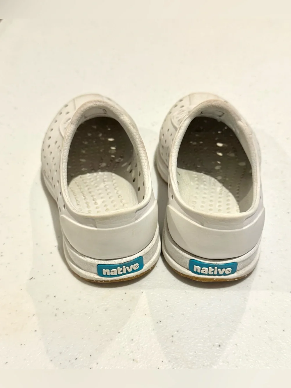 Native Robbie Shoes White Water Friendly Perforated Slip-Ons size C8